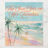 Sunset Themed 30th Birthday Wine Label ワインラベル (シングルラベル)