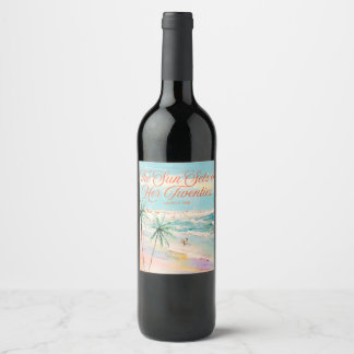 Sunset Themed 30th Birthday Wine Label ワインラベル