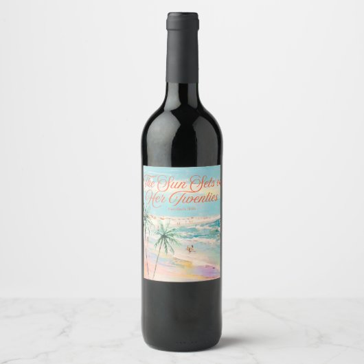 Sunset Themed 30th Birthday Wine Label ワインラベル (正面)