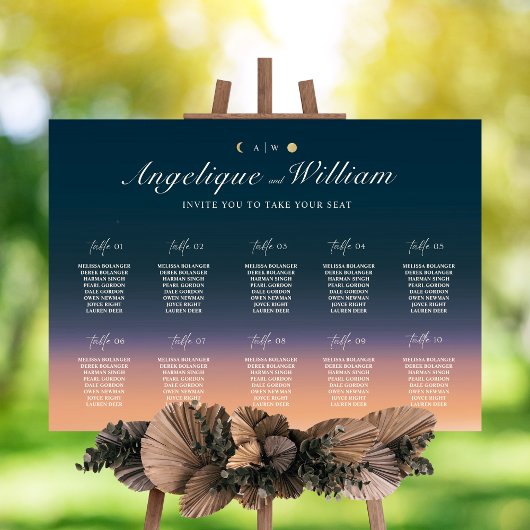 Sunset to Moonrise Wedding Seating Chart ポスター