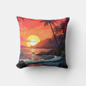 Sunset Tropical Beach Paradise Island  クッション (正面)