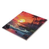 Sunset Tropical Beach Paradise Island  タイル (側面)