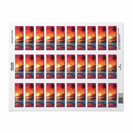 Sunset Tropical Beach Paradise Island ラベル (フルシート)