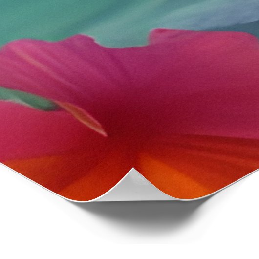 Sunset Tropical Beach Sand ocean palm trees Flower ポスター (角)