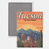 Sunset Tuscon Skyline Arizona Travel マグネット (正面/裏面)