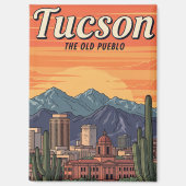 Sunset Tuscon Skyline Arizona Travel マグネット (正面)