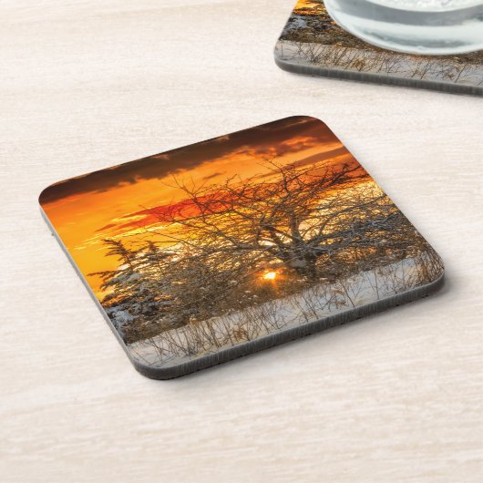 Sunset Vermont Winter Hard Plastic Coaster コースター (左側)