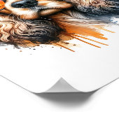 Sunset Vibe Cocker Spaniel Watercolor Dog Wall Art ポスター (角)