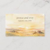 Sunset Vineyard Landscape Wedding Website QR Code エンクロージャーカード (裏面)