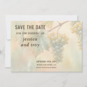 Sunset Vineyard Watercolor Grapes Wedding セーブザデート (正面)