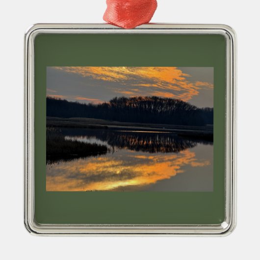 Sunset Waterscape Reflection Ornament  メタルオーナメント (正面)