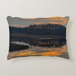 Sunset Waterscape Reflection Photo Pillow アクセントクッション