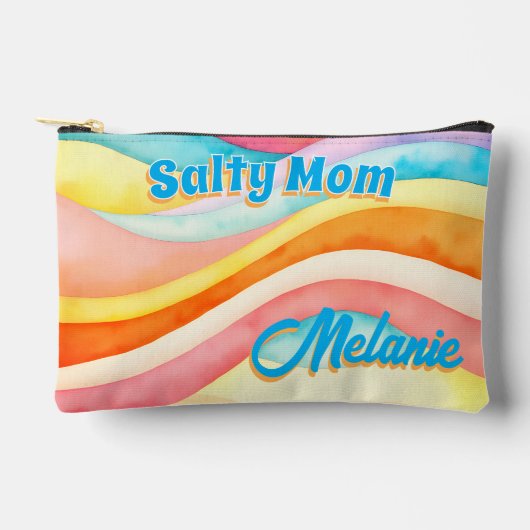 Sunset Waves Watercolor Mom アクセサリーポーチ (正面)