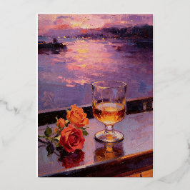 Sunset Wine & Roses Oil Painting 箔招待状