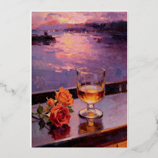 Sunset Wine & Roses Oil Painting 箔招待状 (正面)
