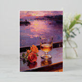 Sunset Wine & Roses Oil Painting 箔招待状 (立ち正面)