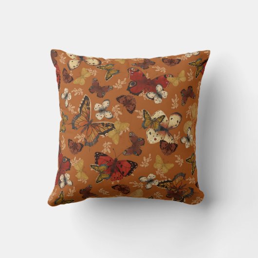 Sunset Wings Orange Butterfly Pattern  クッション (裏面)