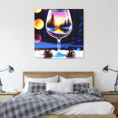 Sunset Winter Scene Reflected In Wine Glass キャンバスプリント (インサイチュ (寝室))