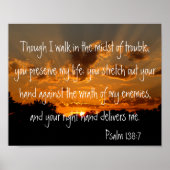 sunset with bible verse for protection Psalm 138:7 ポスター (正面)