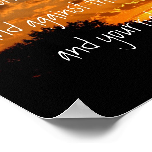 sunset with bible verse for protection Psalm 138:7 ポスター (角)