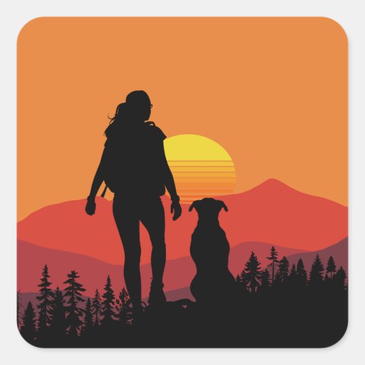 Sunset with My Dog スクエアシール (正面)