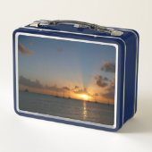 Sunset with Sailboats Tropical Landscape Photo メタルランチボックス (裏面)