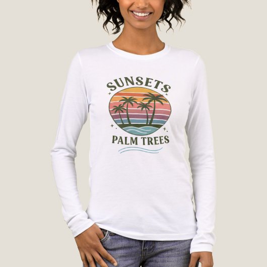 Sunsets & Palm Trees | Summer Beach T-Shirt トライブレンドTシャツ (正面)