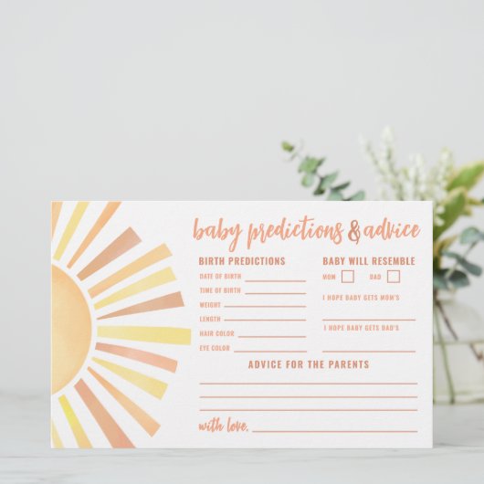 Sunshine Advice Predictions Card Sun Baby Shower (スタンド正面)