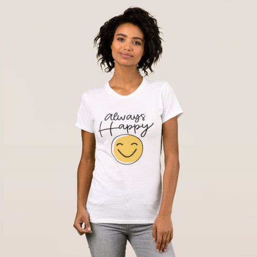 Sunshine "Always Happy" Retro Tee - Vibrant Smiley Tシャツ (正面フル)