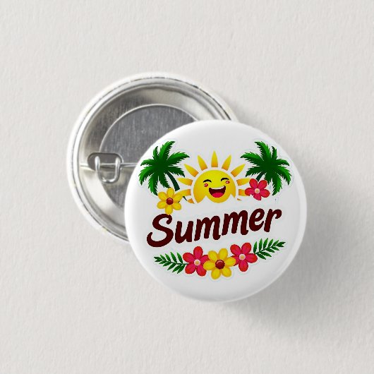 Sunshine and Palm Trees Round Badge 缶バッジ (正面&裏面)