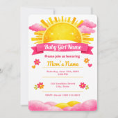 Sunshine Baby Girl Watercolor Shower 招待状 (正面)