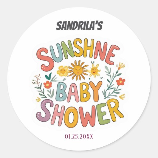  Sunshine Baby Shower ラウンドシール (正面)