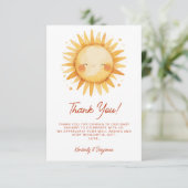 Sunshine Baby Shower Boho Cute Gender Neutral Sun サンキューカード (スタンド正面)