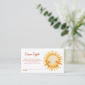 Sunshine Baby Shower Boho Cute Sun Diaper Raffle エンクロージャーカード (スタンド正面)