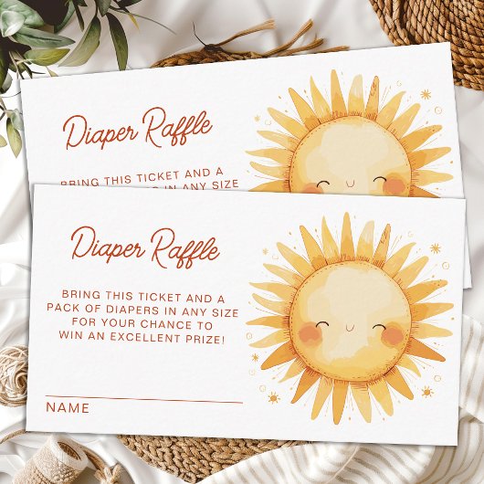 Sunshine Baby Shower Boho Cute Sun Diaper Raffle エンクロージャーカード