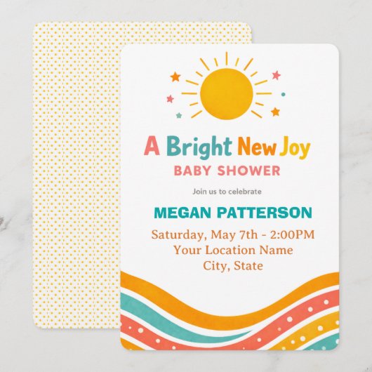 Sunshine Baby Shower Invitation | Bright Modern 招待状 (正面/裏面)