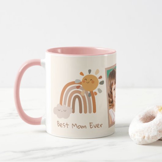 Sunshine Best Mom Ever Rainbow Retro Mug マグカップ (ドーナツ)