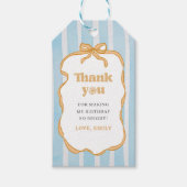 Sunshine Blue Gingham Birthday Party ギフトタグ (正面)