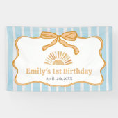 Sunshine Blue Gingham Birthday Party 横断幕 (横)