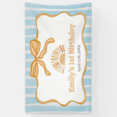 Sunshine Blue Gingham Birthday Party 横断幕 (縦)