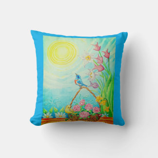 Sunshine blue skies throw pillow クッション