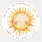 Sunshine Boho Cute Sun Baby Shower Thank You ラウンドシール (正面)