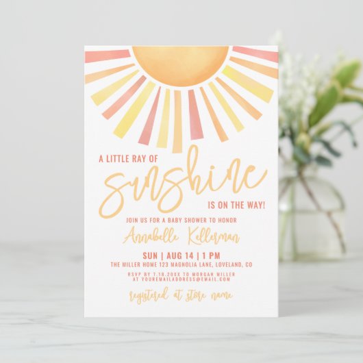 Sunshine Boho Sun Baby Shower 招待状 (スタンド正面)