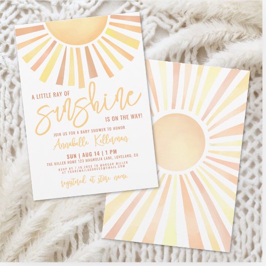 Sunshine Boho Sun Baby Shower 招待状