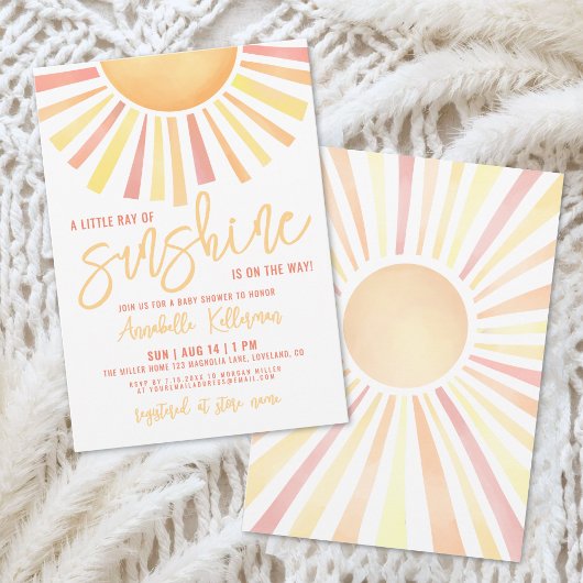Sunshine Boho Sun Baby Shower 招待状