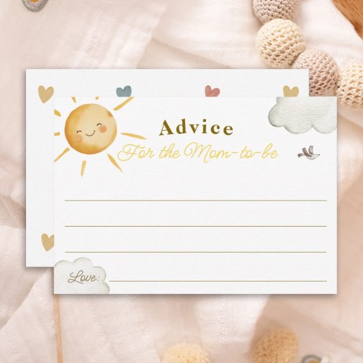 Sunshine Boho Sun Baby Shower Advice for Mom Card