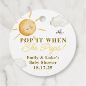 Sunshine Boho Sun Pop it When She Pops Baby Shower フェイバータグ (正面)