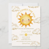 Sunshine Cloud Here Comes the Son Baby Shower 招待状 (正面)