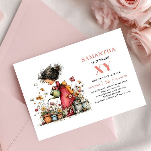 Sunshine Fairy Girl Birthday Blush Pink invitation 招待状