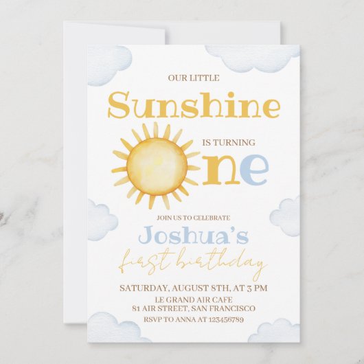 Sunshine First Birthday Invitation 招待状 (正面)